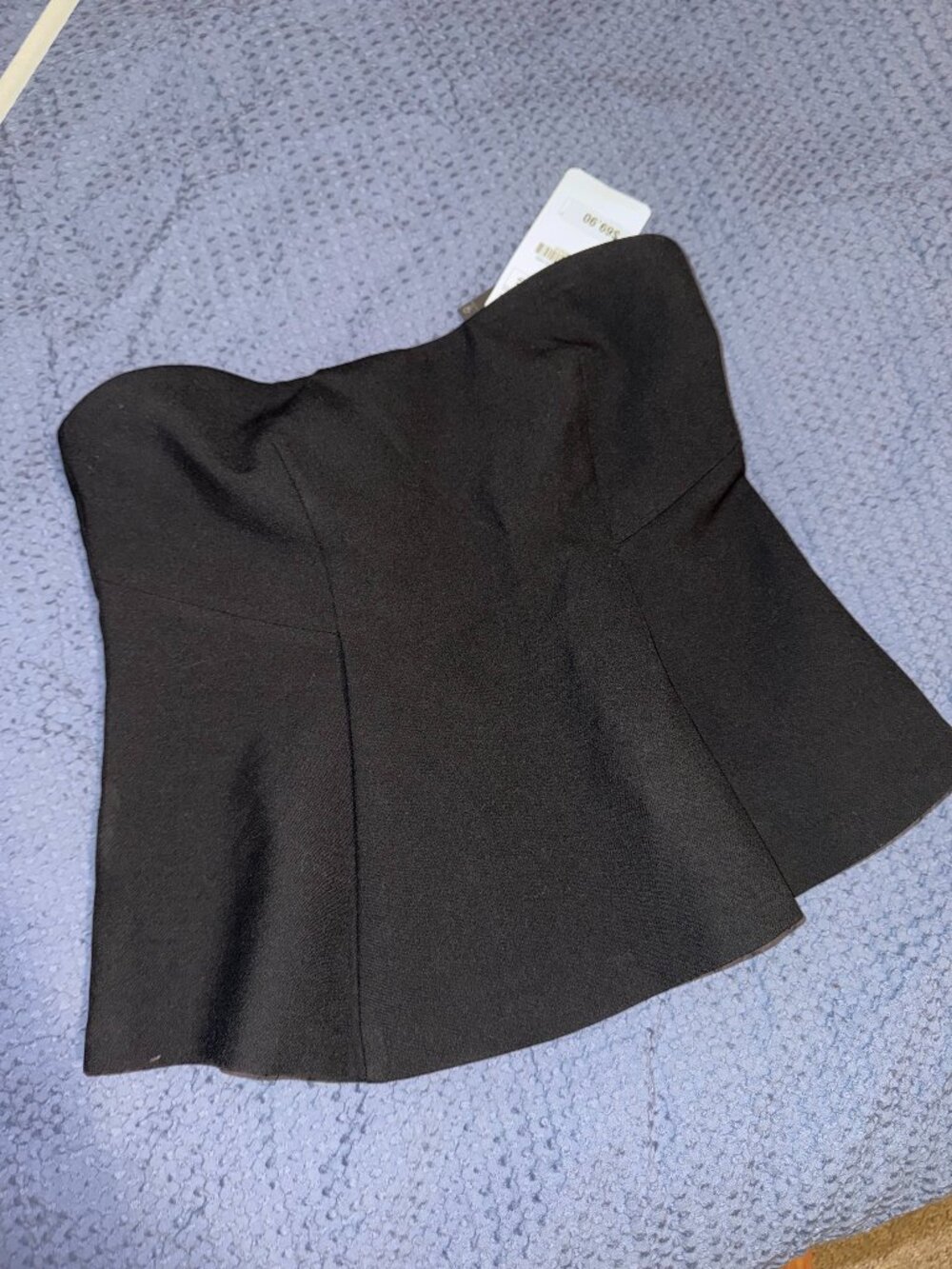 NWT Zara Black Strapless Peplum Top